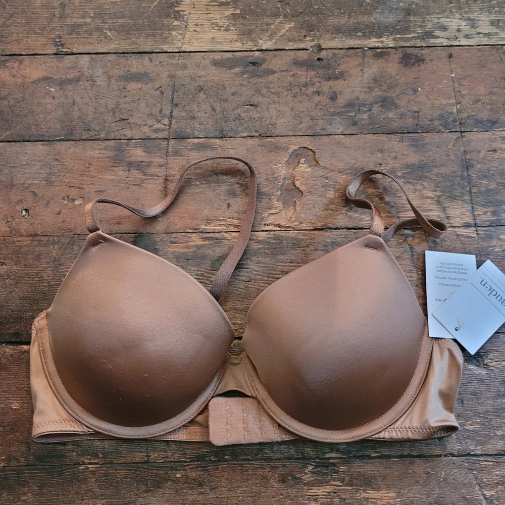 Auden Women 34B Bronze Brown Push Up Demi Coverage Underwire Bra NWT Satin Pads